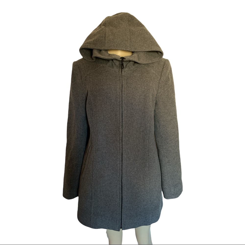 Lyse Spenard Wool Cashmere Classic Gray Winter Pea Coat XS